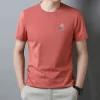 100% pure cotton short-sleeved men's T-shirt 2024 Summer Fashion Simple round-neck pure cotton T-shirt for young men Specification image